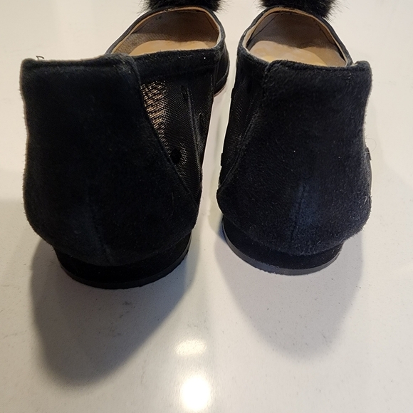 Talbots Black Mesh Polka Dot Edison Pom Pom Ladies Flats Women's Size 8AA EUC - Picture 4 of 9